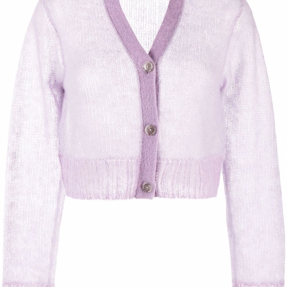 ACNE STUDIOS Purple Cropped Cardigan Sz M - Picture 5 of 16